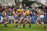 19 February 2017; Shane O'Donnell of Clare in action against, from left to right, Evan Cody, Conor O'Shea, Joey Holden, and Paul Murphy of Kilkenny during the Allianz Hurling League Division 1A Round 2 match between Clare and Kilkenny at Cusack Park in Ennis. Photo by Diarmuid Greene/Sportsfile