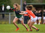 19 January 2017; Sarah Rowe of Mayo in action against Clodagh McCambridge of Armagh during the Lidl Ladies Football National League round 3 match between Armagh and Mayo at Clonmore in Armagh. Photo by Oliver McVeigh/Sportsfile