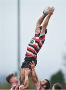 19 February 2017; Greg Jacob of Enniscorthy RFC wins a line-out during the Bank of Ireland Provincial Towns cup second round match between Dundalk RFC and Enniscorthy RFC at Dundalk RFC grounds in Co. Louth. Photo by Seb Daly/Sportsfile