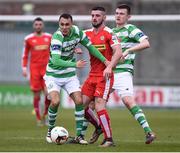 19 February 2017; Graham Burke, left, and Sean Heaney of Shamrock Rovers in action against Tiarnan McNicholl, centre, of Cliftonville during a Pre-Season friendly match between Shamrock Rovers and Cliftonville at Tallaght Stadium in Dublin. Photo by Matt Browne/Sportsfile