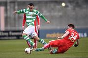 19 February 2017; Graham Burke of Shamrock Rovers in action against Kyn Nelson of Cliftonville during a Pre-Season friendly match between Shamrock Rovers and Cliftonville at Tallaght Stadium in Dublin. Photo by Matt Browne/Sportsfile