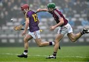 19 February 2017; Barry Carton of Wexford in action against David Burke of Galway  during the Allianz Hurling League Division 1B Round 2 match between Galway and Wexford at Pearse Stadium in Galway. Photo by David Maher/Sportsfile