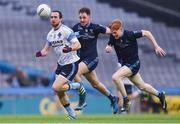 19 February 2017; Graham Reilly of St Colmcille's gets past Shane Scott and Niall McManamon, right, of St. Patrick's Westport during the AIB GAA Football All-Ireland Intermediate club championship final match between St. Colmcille's and St. Patrick's Westport at Croke Park in Dublin. Photo by Piaras Ó Mídheach/Sportsfile