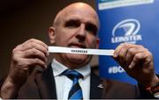 19 February 2017; Niall Rynne, Vice President Leinster Rugby pulls out the name of Skerries RFC during the Provincial Towns quarter-final draw at Dundalk RFC in Co. Louth. Photo by Seb Daly/Sportsfile