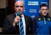 19 February 2017; Niall Rynne, Vice President Leinster Rugby, speaking during the Provincial Towns quarter-final draw at Dundalk RFC in Co. Louth. Photo by Seb Daly/Sportsfile