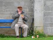 24 July 2011; Dublin supporter Peter Fox, from Raheny, Dublin, eating his lunch before the game. Supporters at the GAA Hurling All-Ireland Senior Championship Quarter-Finals, Semple Stadium, Thurles, Co. Tipperary. Picture credit: Dáire Brennan / SPORTSFILE