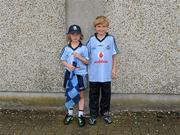 24 July 2011; Peter O'Brien, aged 10, and his sister Ellen, aged 7, from Ranelagh, Dublin, supporting Dublin at the game. Supporters at the GAA Hurling All-Ireland Senior Championship Quarter-Finals, Semple Stadium, Thurles, Co. Tipperary. Picture credit: Dáire Brennan / SPORTSFILE