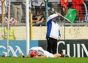 24 July 2011; A dejected Galway goalkeeper James Skehill lies on the ground after Thomas Ryan, Waterford, scored his side's second goal. GAA Hurling All-Ireland Senior Championship Quarter Final, Waterford v Galway, Semple Stadium, Thurles, Co. Tipperary. Picture credit: Dáire Brennan / SPORTSFILE