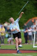 23 July 2011; Jacqueline Burns, Cookstown H.S., Co. Tyrone, in action in the U-15 Girl's Javelin during the Woodie's DIY Juvenile Track and Field Championships of Ireland, Tullamore Harriers, Tullamore, Co. Offaly. Picture credit: Barry Cregg / SPORTSFILE