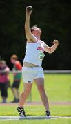 23 July 2011; Matthew Murphy, Crusaders A.C., Co. Dublin, throws his shot in the U-17 Boy's Shot Putt during the Woodie's DIY Juvenile Track and Field Championships of Ireland, Tullamore Harriers, Tullamore, Co. Offaly. Picture credit: Barry Cregg / SPORTSFILE