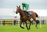 25 July 2011; Virgil Earp, with Paul Carberry up, on their way to winning the HotelMeyrick.ie & the ghotel.ie Novice Hurdle. Galway Racing Festival 2011, Ballybrit, Galway. Picture credit: Diarmuid Greene / SPORTSFILE