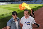 26 July 2011; Dublin footballer Barry Cahill, right, and musician Ryan Sheridan at the launch of Fever Pitch 2011, Sport & Music Event. Croke Park, Dublin. Photo by Sportsfile