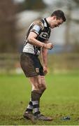 19 February 2017; Gearoid McDonald of Dundalk RFC reacts after kicking a penalty to put his side ahead during the Bank of Ireland Provincial Towns cup second round match between Dundalk RFC and Enniscorthy RFC at Dundalk RFC grounds in Co. Louth. Photo by Seb Daly/Sportsfile