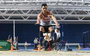 19 February 2017; Adam McMullen, Crusaders AC, Dublin, competes in the Men's Long Jump Final during the Irish Life Health National Senior Indoor Championships at the Sport Ireland National Indoor Arena in Abbotstown, Dublin. Photo by Brendan Moran/Sportsfile