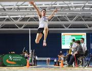 19 February 2017; Alan Kennedy, North Down C, Co Down, competes in the Men's Long Jump Final during the Irish Life Health National Senior Indoor Championships at the Sport Ireland National Indoor Arena in Abbotstown, Dublin. Photo by Brendan Moran/Sportsfile