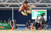 19 February 2017; Sean Carolan, Nenagh Olympic AC, Co Tipperary, competes in the Men's Long Jump Final during the Irish Life Health National Senior Indoor Championships at the Sport Ireland National Indoor Arena in Abbotstown, Dublin. Photo by Brendan Moran/Sportsfile