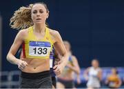 19 February 2017; Kerry O'Flaherty, Newcastle & District AC, Co Down, on her way to winning the Women's 1500m Final during the Irish Life Health National Senior Indoor Championships at the Sport Ireland National Indoor Arena in Abbotstown, Dublin. Photo by Brendan Moran/Sportsfile
