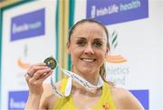 19 February 2017; Kerry O'Flaherty, Newcastle & District AC, Co Down, with her gold medal after winning the Women's 1500m Final during the Irish Life Health National Senior Indoor Championships at the Sport Ireland National Indoor Arena in Abbotstown, Dublin. Photo by Brendan Moran/Sportsfile
