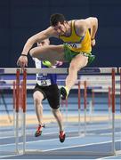 19 February 2017; Ben Reynolds, North Down AC, Co Down, on his way to winning the Men's 60m Hurdles Final during the Irish Life Health National Senior Indoor Championships at the Sport Ireland National Indoor Arena in Abbotstown, Dublin. Photo by Brendan Moran/Sportsfile