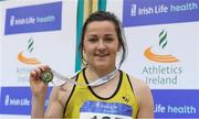 19 February 2017; Phil Healy, Bandon AC, Cork, with her gold medal after winning the Women's 400m Final during the Irish Life Health National Senior Indoor Championships at the Sport Ireland National Indoor Arena in Abbotstown, Dublin. Photo by Brendan Moran/Sportsfile