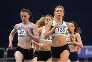 19 February 2017; Amy O'Donoghue, 135, Emerald AC, Limerick, leads the field during the Women's 800m Final during the Irish Life Health National Senior Indoor Championships at the Sport Ireland National Indoor Arena in Abbotstown, Dublin. Photo by Brendan Moran/Sportsfile