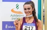 19 February 2017; Sharlene Mawdsley, Newport AC, Co Tipperary, with her gold medal after winning the Women's 200m Final during the Irish Life Health National Senior Indoor Championships at the Sport Ireland National Indoor Arena in Abbotstown, Dublin. Photo by Brendan Moran/Sportsfile