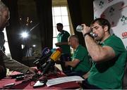 20 February 2017; Jamie Heaslip, right, of Ireland during a press conference at Carton House in Maynooth, Co Kildare. Photo by David Maher/Sportsfile