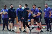 20 February 2017; Dan Goggin shares a joke with his Munster team-mates during squad training at the University of Limerick in Limerick. Photo by Ramsey Cardy/Sportsfile