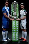 20 February 2017; Keith Cowan of Finn Harps, left, and Sean Maguire of Cork City, right, in attendance at the SSE Airtricity & FAI Photoshoot with League Players at Aviva Stadium in Lansdowne Road, Dublin.  Photo by Seb Daly/Sportsfile