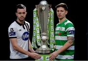 20 February 2017; Robbie Benson of Dundalk, left, and Luke Byrne of Shamrock Rovers, right, in attendance at the SSE Airtricity & FAI Photoshoot with League Players at Aviva Stadium in Lansdowne Road, Dublin.  Photo by Seb Daly/Sportsfile