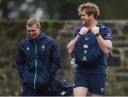 21 February 2017; Keith Earls, left, and Jamie Heaslip of Ireland arrive prior to squad training at Carton House in Maynooth, Co Kildare. Photo by Seb Daly/Sportsfile