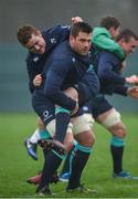 21 February 2017; CJ Stander and Paddy Jackson of Ireland during squad training at Carton House in Maynooth, Co Kildare. Photo by Seb Daly/Sportsfile