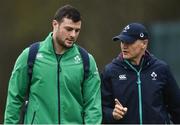 21 February 2017; Robbie Henshaw of Ireland and head coach Joe Schmidt arrive for squad training at Carton House in Maynooth, Co Kildare. Photo by David Maher/Sportsfile
