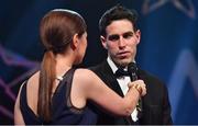 3 November 2017; Galway hurler Gearóid McInerney speaks with RTÉ's Joanne Cantwell during the PwC All Stars 2017 at the Convention Centre in Dublin. Photo by Brendan Moran/Sportsfile