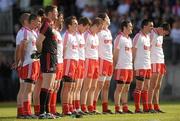 23 July 2011; The Tyrone team stand for the National Anthem. GAA Football All-Ireland Senior Championship Qualifier Round 3, Tyrone v Armagh, Healy Park, Omagh, Co. Tyrone. Picture credit: Oliver McVeigh / SPORTSFILE