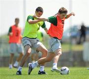 28 July 2011; Republic of Ireland's Sean Murray and Anthony O'Connor, left, in action during squad training ahead of his side's 2010/11 UEFA European Under-19 Championship Semi-Final, on Friday, against Spain. 2010/11 UEFA European Under-19 Championship, Concordia Stadium, Chiajna, Bucharest, Romania. Picture credit: Stephen McCarthy / SPORTSFILE