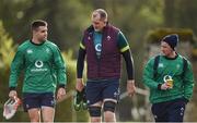 23 February 2017; Ireland players, from left, Conor Murray, Devin Toner and Kieran Marmion arrive prior to squad training at Carton House in Maynooth, Co Kildare. Photo by Seb Daly/Sportsfile