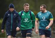 23 February 2017; Ireland head coach Joe Schmidt, left, arrives with Sean O'Brien, centre, and Jack McGrath prior to squad training at Carton House in Maynooth, Co Kildare. Photo by Seb Daly/Sportsfile