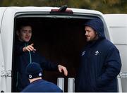 23 February 2017; Cian Healy, right, or Ireland in conversaion with teammate Paddy Jackson prior to squad training at Carton House in Maynooth, Co Kildare. Photo by Seb Daly/Sportsfile