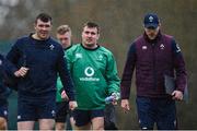 23 February 2017; Peter O'Mahony of Ireland, left, arrive with Niall Scannell, centre, and forwards coach Simon Easterby prior to squad training at Carton House in Maynooth, Co Kildare. Photo by Seb Daly/Sportsfile