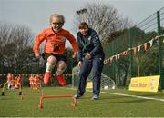 23 February 2017; Pixie Roche, age 6, from Lakelands Girls' NS, goes through drills with Sharon Boyle, FAI Development Officer / U16 Girls' Head Coach, at the Aviva Soccer Sisters Exhibition by the St. Patrick’s Girls' NS. at Ringsend Astro Park with Irish Women’s International Aine O'Gorman. The Aviva Soccer Sisters Easter Camps, for girls aged between 7 and 12 years old, will take place in 120 venues across the country during the Easter break. For more details on the Aviva Soccer Sisters programme and where to find your local camp, log on to www.aviva.ie/soccersisters. Photo by Cody Glenn/Sportsfile