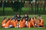 23 February 2017; Irish Women's International Aine O'Gorman and Sharon Boyle, FAI Development Officer / U16 Girls' Head Coach, instruct players at the Aviva Soccer Sisters Exhibition by the St. Patrick’s Girls' NS. at Ringsend Astro Park. The Aviva Soccer Sisters Easter Camps, for girls aged between 7 and 12 years old, will take place in 120 venues across the country during the Easter break.  For more details on the Aviva Soccer Sisters programme and where to find your local camp, log on to www.aviva.ie/soccersisters. Photo by Cody Glenn/Sportsfile