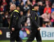 18 February 2017; Ulster Head Coach Neil Doak, left, and Ulster Director of Rugby Les Kiss before the Guinness PRO12 Round 15 match between Ulster and Glasgow Warriors at the Kingspan Stadium in Belfast Photo by Oliver McVeigh/Sportsfile