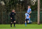 23 February 2017; Georgie Kelly of University College Dublin celebrates after scoring his side's first goal during the IUFU Collingwood Cup Final match between University College Cork and University College Dublin at Maynooth University, Maynooth, Co. Kildare. Photo by Eóin Noonan/Sportsfile
