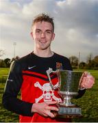 23 February 2017; University College Cork captain Sean O'Mahony with the cup after the IUFU Collingwood Cup Final match between University College Cork and University College Dublin at Maynooth University, Maynooth, Co. Kildare. Photo by Eóin Noonan/Sportsfile