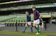 24 February 2017; Paddy Jackson, left, and Garry Ringrose of Ireland ahead of the captain's run at the Aviva Stadium in Dublin. Photo by Ramsey Cardy/Sportsfile
