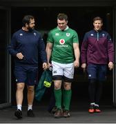 24 February 2017; Ireland defence coach Andy Farrell, left, in conversation with Peter O'Mahony ahead of the captain's run at the Aviva Stadium in Dublin. Photo by Ramsey Cardy/Sportsfile