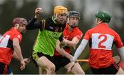 24 February 2017; Jack Fagan of IT Carlow in action against University College Cork's, from left, Rickard Cahalane, Conor Gleeson and Ian Kenny during the Independent.ie HE GAA Fitzgibbon Cup semi-final meeting of IT Carlow and University College Cork at Dangan, in Galway. Photo by Piaras Ó Mídheach/Sportsfile