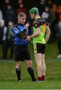 24 February 2017; Mark Russell of IT Carlow is cautioned by referee Barry Kelly during the Independent.ie HE GAA Fitzgibbon Cup semi-final meeting of IT Carlow and University College Cork at Dangan, in Galway. Photo by Piaras Ó Mídheach/Sportsfile