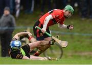 24 February 2017; Tom Devine of University College Cork in action against Dale O'Hanlon of IT Carlow during the Independent.ie HE GAA Fitzgibbon Cup semi-final meeting of IT Carlow and University College Cork at Dangan, in Galway. Photo by Piaras Ó Mídheach/Sportsfile